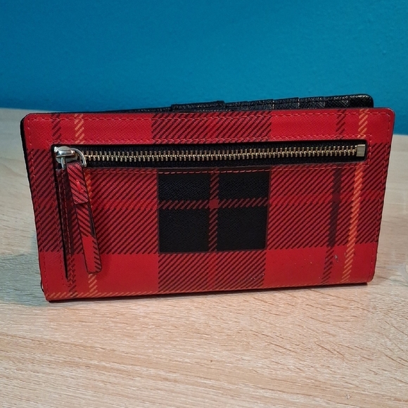 Kate Spade Woodland Plaid Stacy Bifold Wallet - Picture 2 of 9
